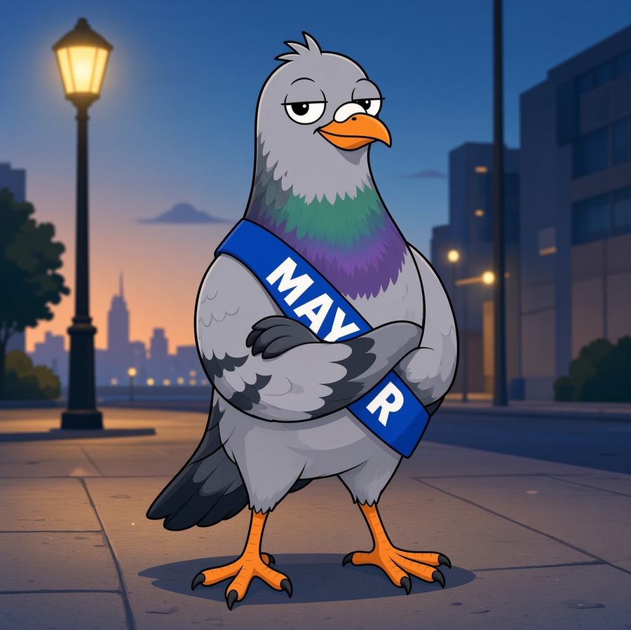 ARCOO standing with wings crossed on a night street