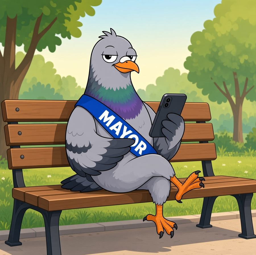 ARCOO sitting on a park bench checking his phone